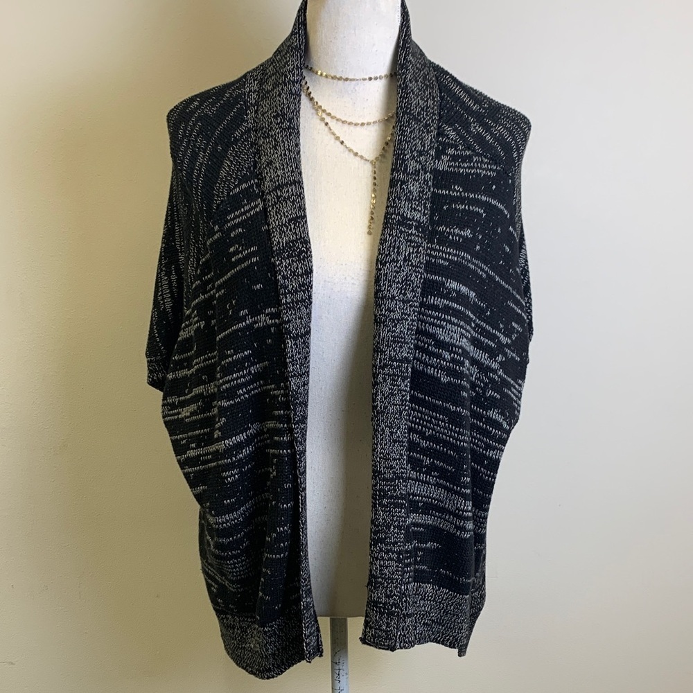 LOFT Black and White Knit Cardigan